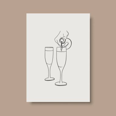 Vektör resminin asgari ve soyut sürekli çizimi. Vektör EPS10.