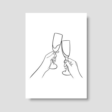 Vektör resminin asgari ve soyut sürekli çizimi. Vektör EPS10.