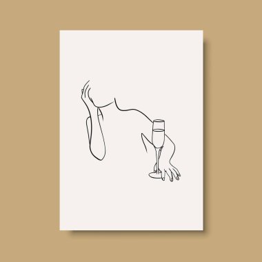 Vektör resminin asgari ve soyut sürekli çizimi. Vektör EPS10.