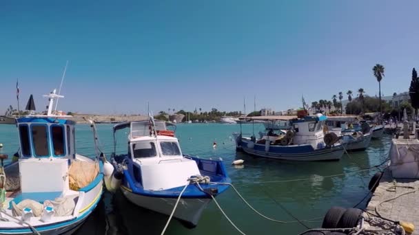 Pequenos Barcos Pesca Porto Grego Kos — Vídeo de Stock