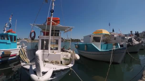 Timelapse Pequeños Barcos Pesca Puerto Griego Kos — Vídeo de stock