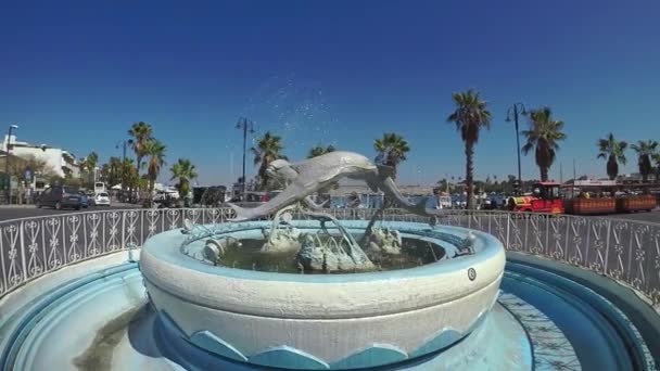 Der Delfinbrunnen Auf Der Griechischen Insel Kos — Stockvideo