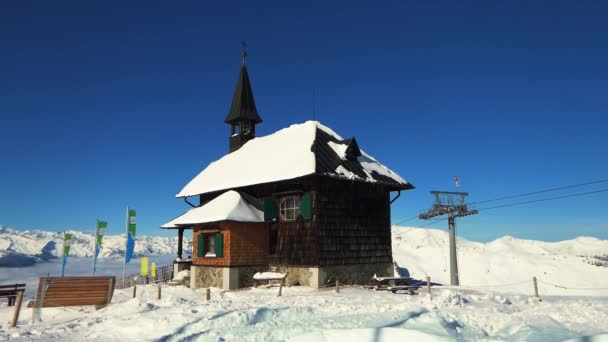 Capilla Elisabeth Cima Schmittenhohe Nieve — Vídeos de Stock