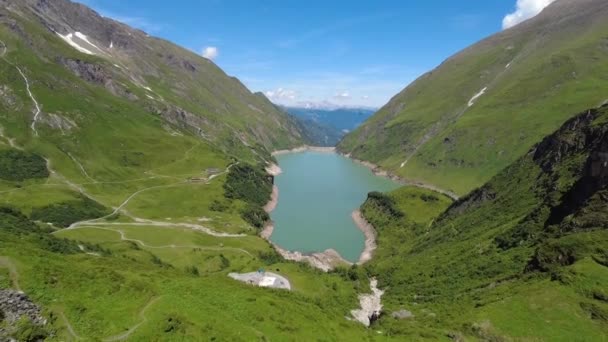 Embalse Presa Kaprun Mirando Directamente Por Pared Presa — Vídeos de Stock