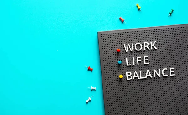 Work Life Balance Concepts Text Color Desk Table Positive Emotion — Stok Foto