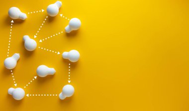 Takım çalışması kavramlarının ampulle bağlantısı. İş iletişimi. Coppy alanı