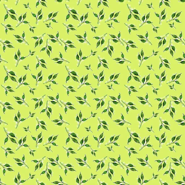 Yeşil Arka Planda Bir Yaprak Filizi Çizimi — Stok fotoğraf