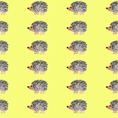 Sarı arka planda suluboya renkte kirpi