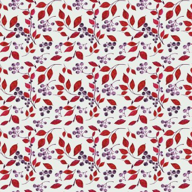 Böğürtlen ve yaban mersini yapraklarının kusursuz deseni