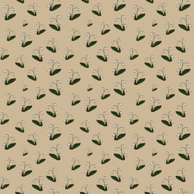 Kusursuz desenli Lily Vadisi Bush bej arka planda