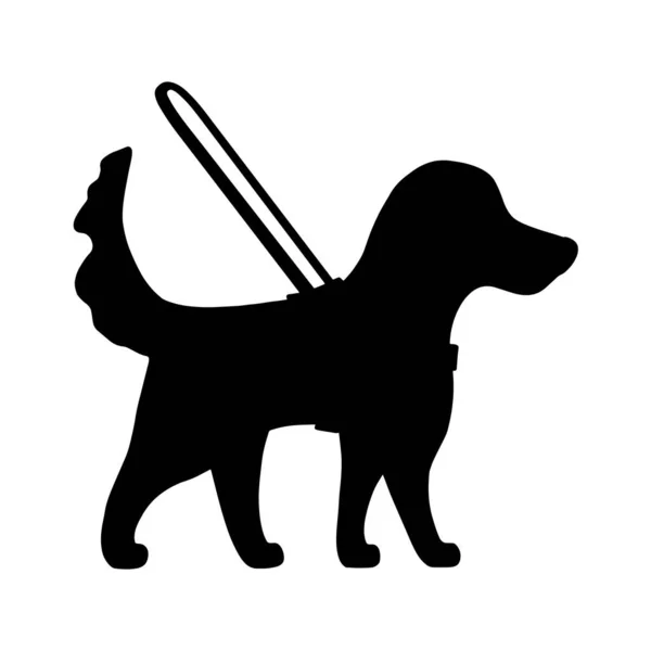 Silhouette Guide Dog Leads Harness Long Handle Golden Retriever Isolated — ストックベクタ