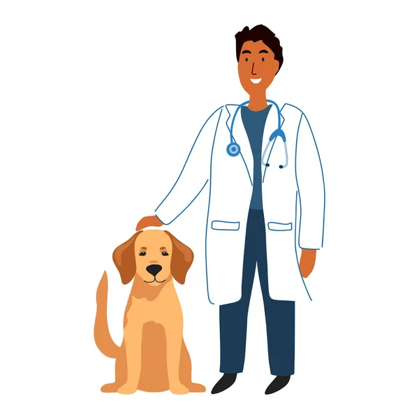 Profesión Veterinaria Médica Médico Veterinario Sonriente Con Estetoscopio Feliz Hombre — Archivo Imágenes Vectoriales