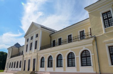 Ukrayna 'nın Ternopil bölgesindeki Vyshnevetsky aile sarayının güzel manzarası. Popüler Ukrayna seyahat noktası.
