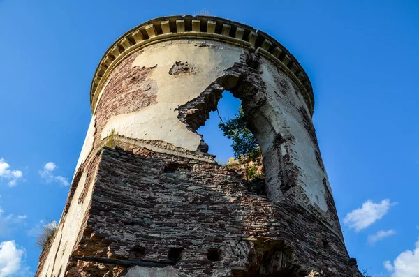 Vista Para Torre Ruínas Antigo Castelo Chervonograd Aldeia Nyrkiv Região — Fotografia de Stock