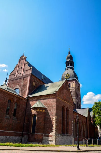 Kyrkan Peter Petrikirche Symbolerna Och Viktigaste Sevärdheterna Staden Riga Lettland — Stockfoto