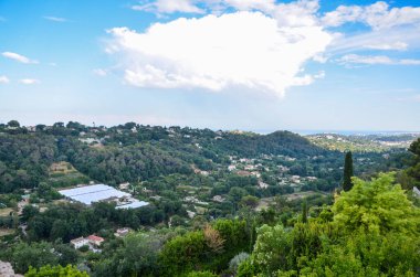 Panoramic rural landscape near the village Saint-Paul-de-Vence, Provence, Alpes-Maritimes, France. The land of writers and artists clipart