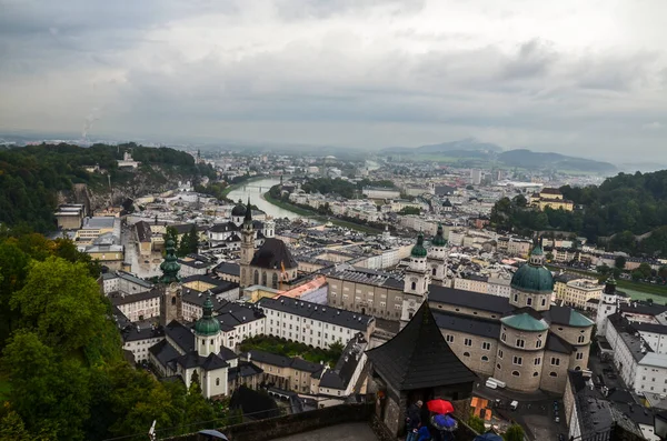 Вид Над Історичним Містом Зальцбург Австрія Замку — стокове фото