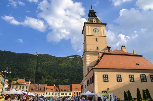 Brasov Romania Серпня 2015 Площа Ради Мерії Старому Центрі Старий — стокове фото