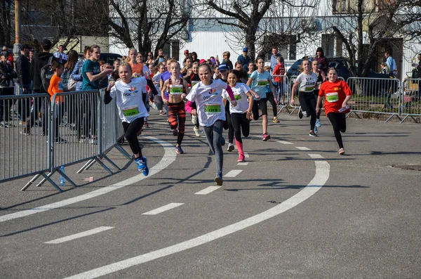 Kiew Ukraine April 2019 Kinderlauf Beim Nova Poshta Halbmarathon Große — Stockfoto