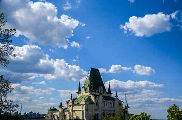 Utsikt Över Taket Byggnaden Bakgrunden Den Molniga Himlen Den Historiska — Stockfoto