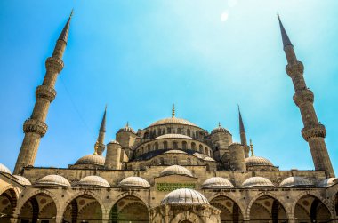 İstanbul 'un Mavi Camii veya Sultanahmet' i, tarihi tarihi dini mekan, büyük turistik yer, İstanbul, Türkiye 
