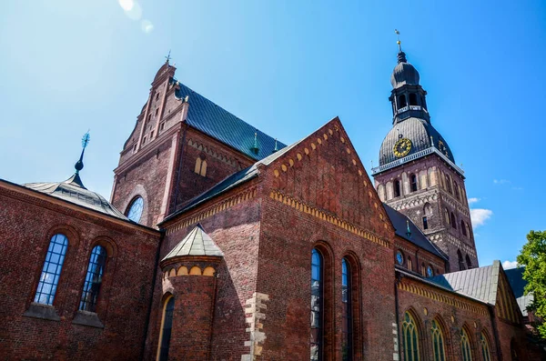 Historisk Byggnad Den Evangelisk Lutherska Katedralen Riga Katedralen Ett Mest — Stockfoto