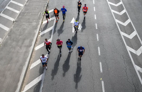 Kiew Ukraine Oktober 2019 Wizz Air Stadtmarathon Luftaufnahme Von Läufern — Stockfoto