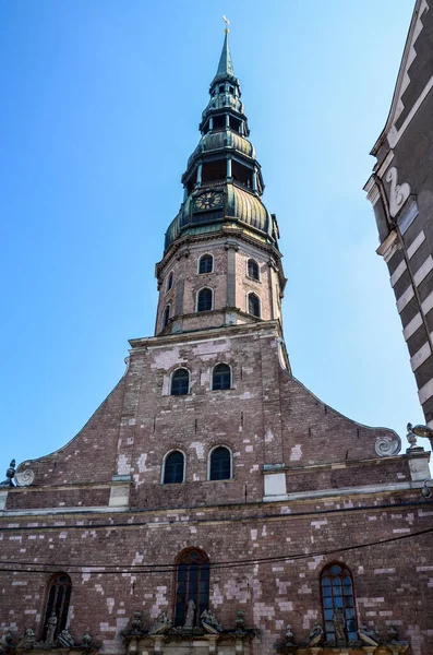 Peterskyrkan Symbolerna Och Viktigaste Sevärdheterna Staden Riga Lettland Länge Var — Stockfoto