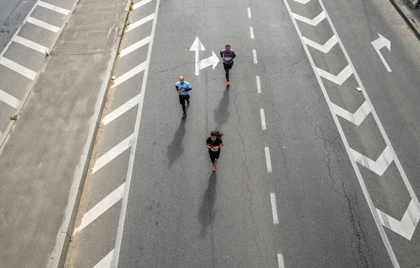 Kiew Ukraine Oktober 2019 Wizz Air Stadtmarathon Luftaufnahme Von Läufern — Stockfoto