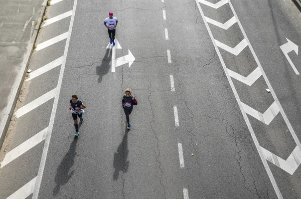 Kiew Ukraine Oktober 2019 Wizz Air Stadtmarathon Luftaufnahme Von Läufern — Stockfoto