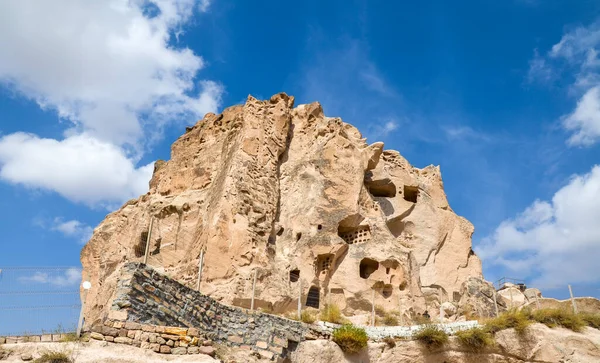 Ősi Uchisar Várat Természetes Kőzetképződményekbe Faragták Cappadociában Régió Legmagasabb Pontja — Stock Fotó