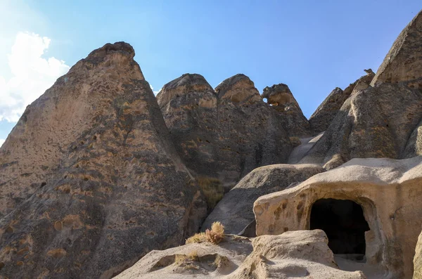 Les Grottes Ancien Monastère Rupestre Selime Creusées Dans Les Montagnes — Photo