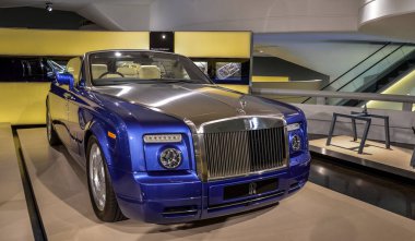 MUNICH, GERMANY - 24 SEPTEMBER 2013: 12 cylinder, two door drophead coupe Rolls-Royce Phantom 2007 on exhibition at BMW museum in Munich Germany