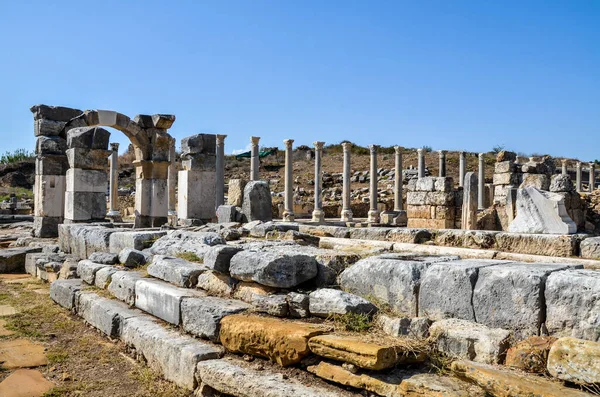 Colonnaded Street Ruin Ancient Greek City Perge Pamphylia Antalya Province — Stock fotografie
