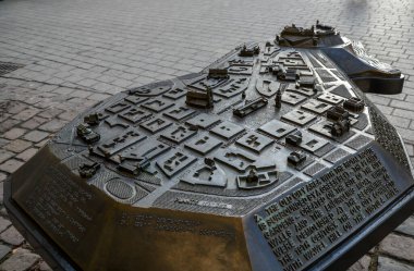 KRAKOW POLAND - 13 DECEMBER 2014 Miniature Scale model of Old Town district of Krakow made of metal