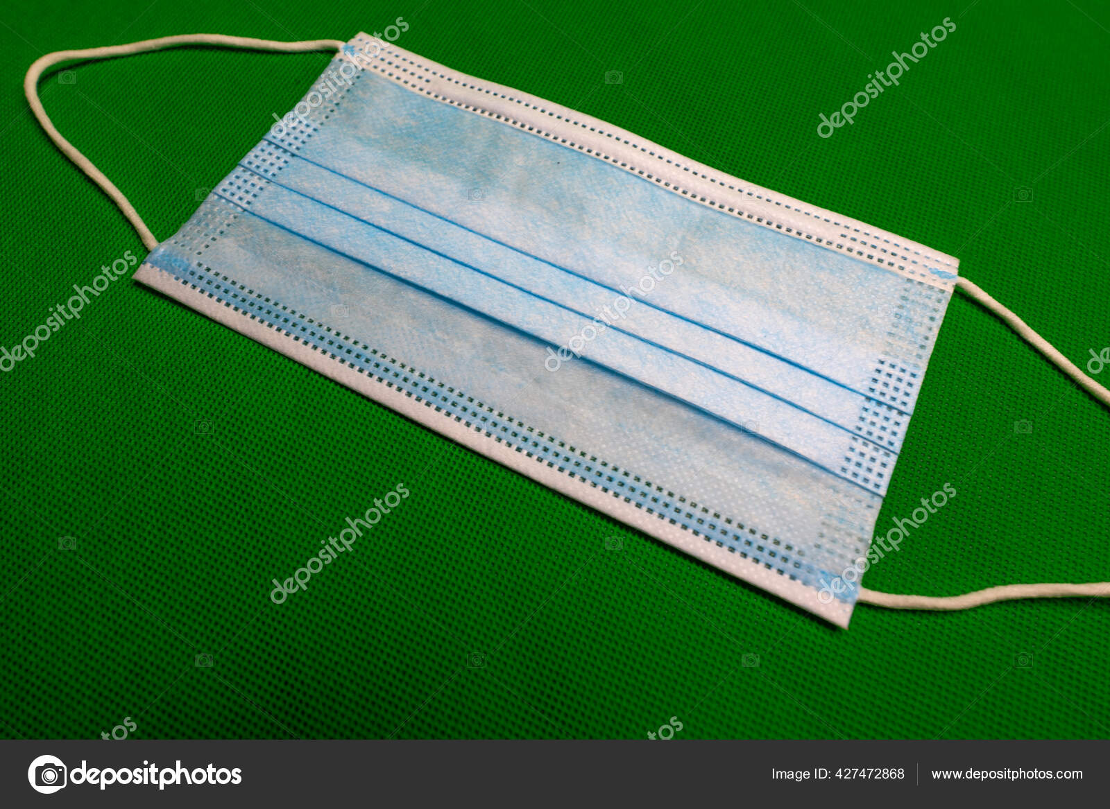 Covid Surgical Mask Green Background Chroma Key Stock Photo by