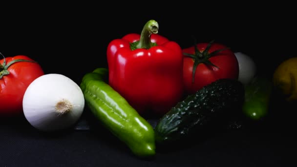 Fruta Verduras Sano Sano Vegetales Tomates Platanos Pimientos4 — Vídeos de Stock