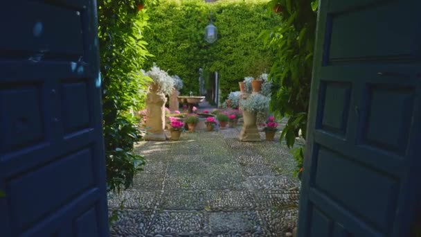 Πολύ Ανοιξιάτικη Σκηνή Στην Ανδαλουσία Λουλούδια Τυπικές Αυλές Της Κόρδοβας — Αρχείο Βίντεο