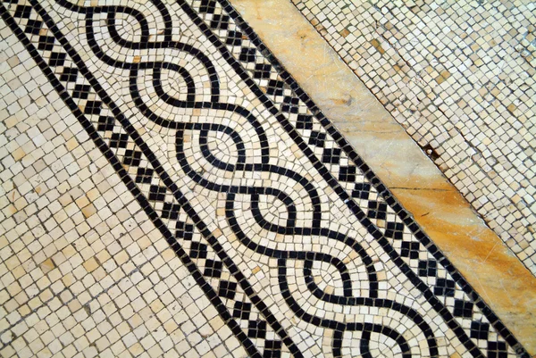 Roman Mosaik diagonally - old marble and ceramic — Stock Photo, Image