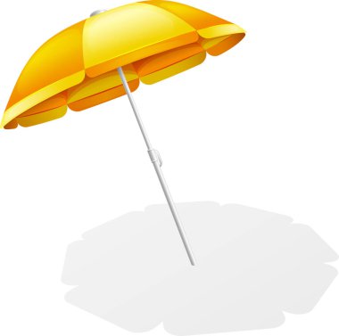 Plaj Şemsiyesini Gölgeyle Katla. Beyazda izole edilmiş.