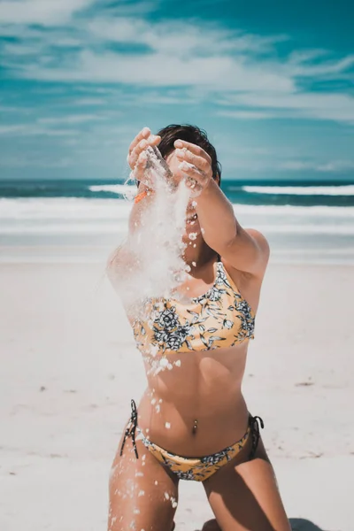 Portrait Woman Beach Vacation — Stock Photo, Image