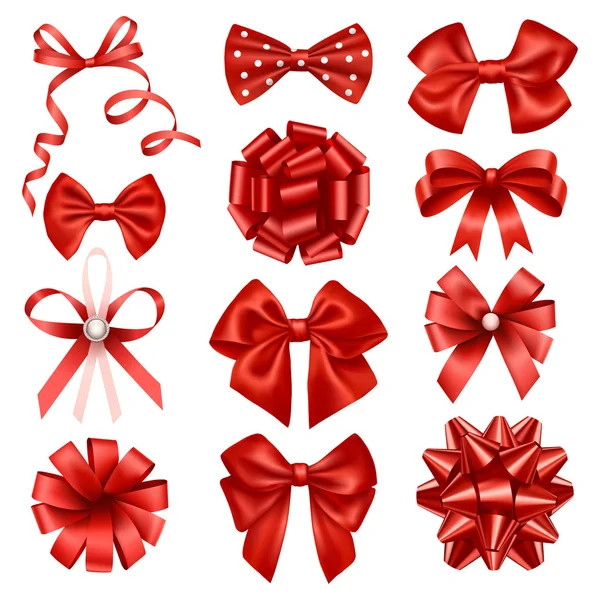 Red ribbon bows — Stock Vector