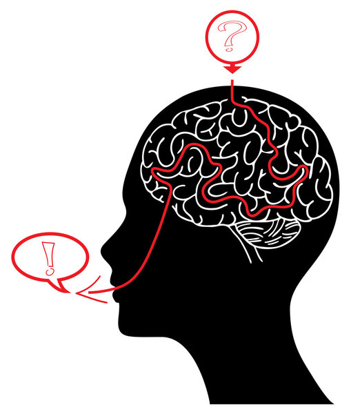 Силуэт головы с лабиринтом мозга
