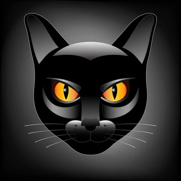 Halloween cabeça de gato preto — Vetor de Stock