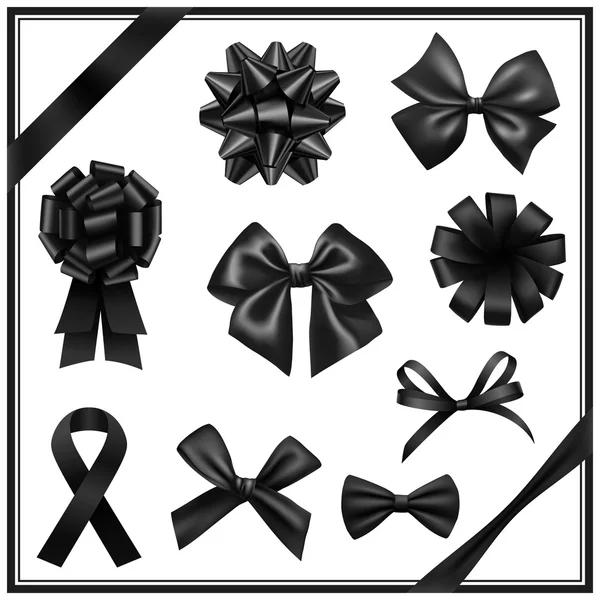 Černá stuha bows — Stockový vektor