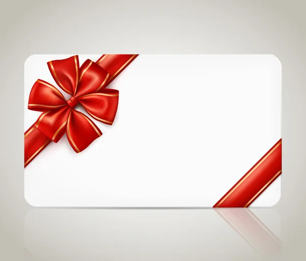 Tarjeta de regalo con lazo de cinta roja — Vector de stock