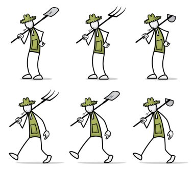 Set of farmer at outdoor activities. Vector Print illustration clipart