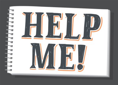 Beyaz arka plana el yazısı yazmama yardım et. Vektör yazdırma illüstrasyonu