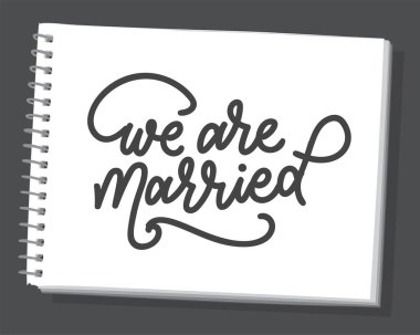 Biz beyaz arka planda evli el yazmalarıyız. Vektör yazdırma illüstrasyonu