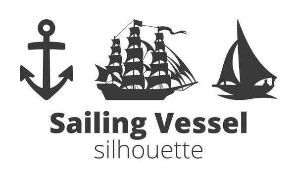 Sailing vessel silhouette icon in black Stock Illustration
